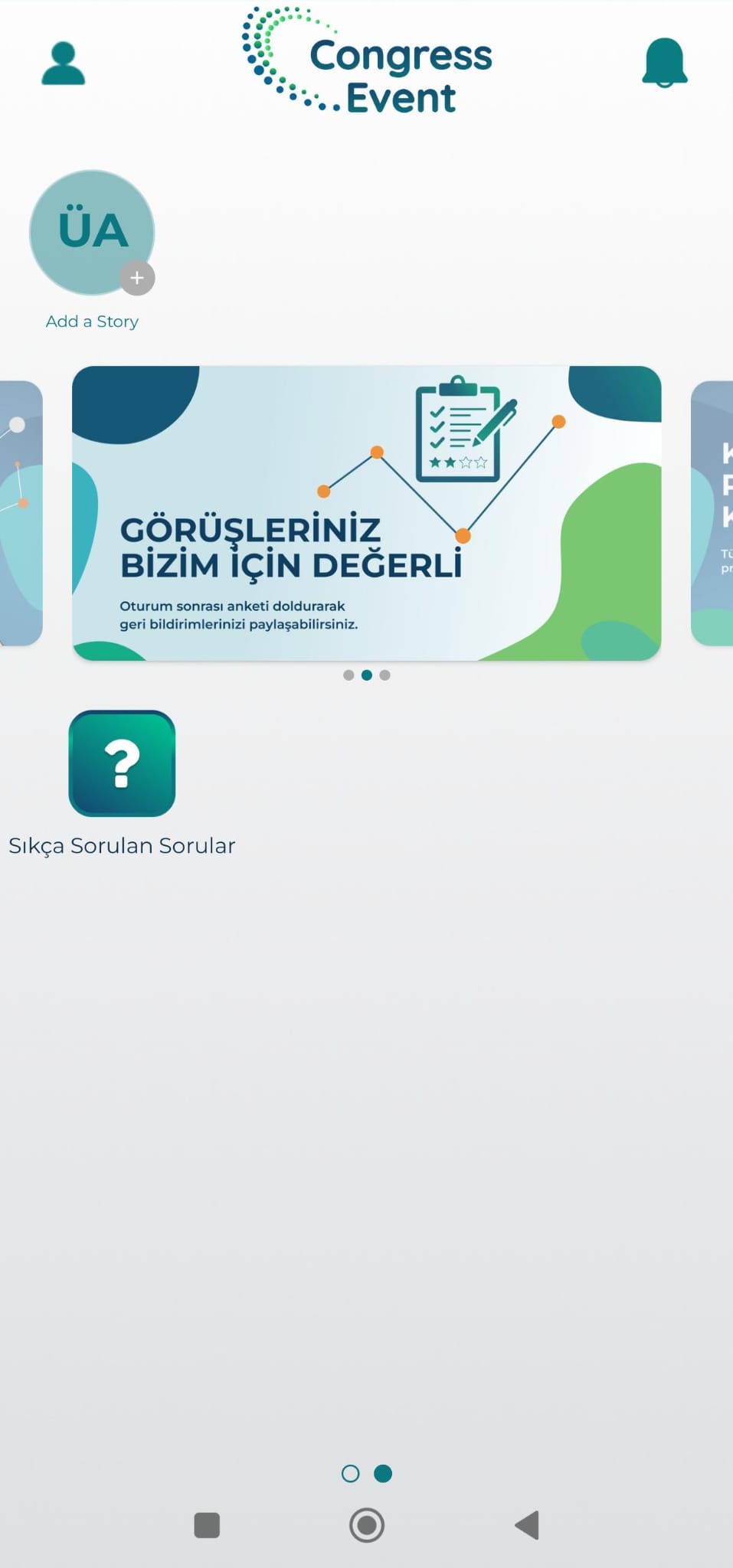 Congress Event iletişim ekranı